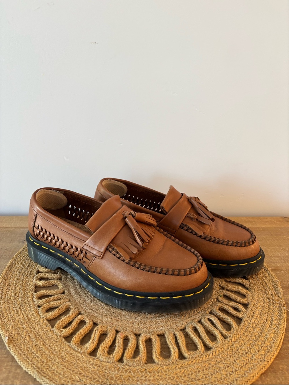 Brown Leather Tassel Loafers W7 - Picture 3 of 7